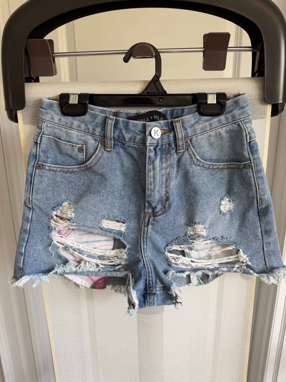Kendall & Kylie Light Blue Distressed Denim Shorts